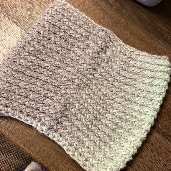 KNIT Cowl Teal and Grey - Picture 1 of 6